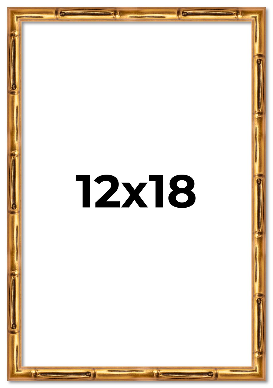 12x18 Thin Bamboo Picture Frame with UV-Resistant Acrylic & Acid Free Backing, Available in 2 Finishes - Gold and Brown